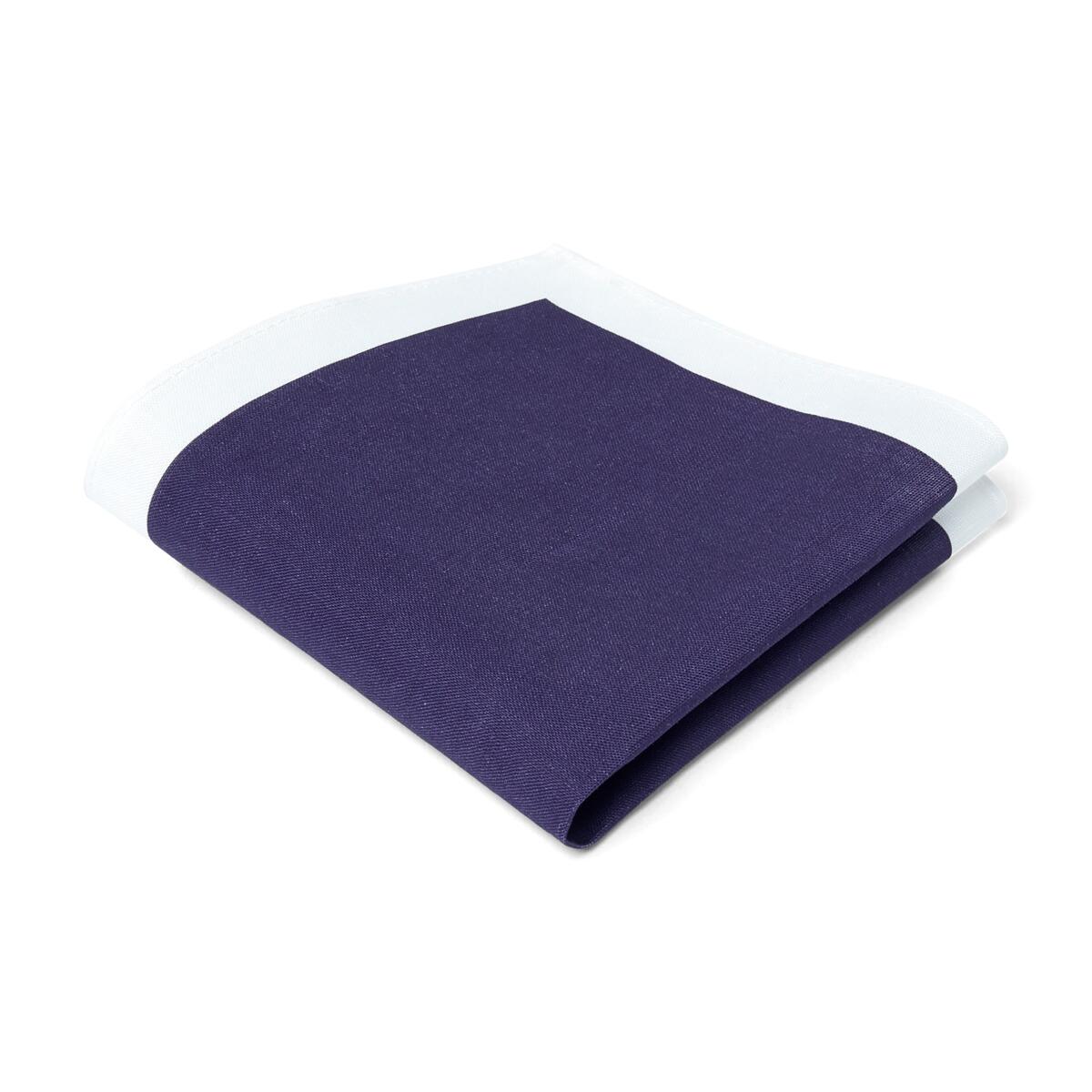 Pochette de costume en lin Marine et blanc 2