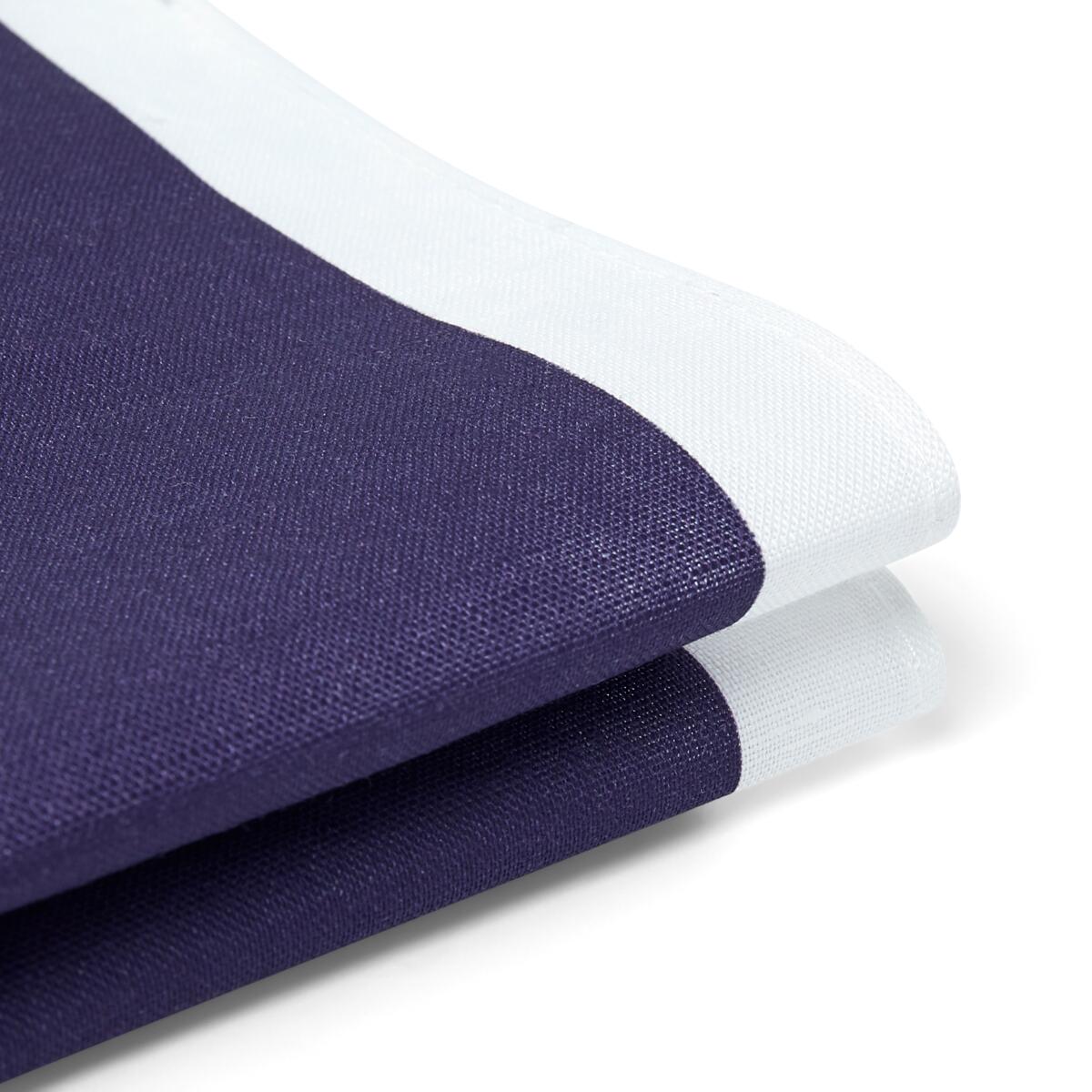 Pochette de costume en lin Marine et blanc 3