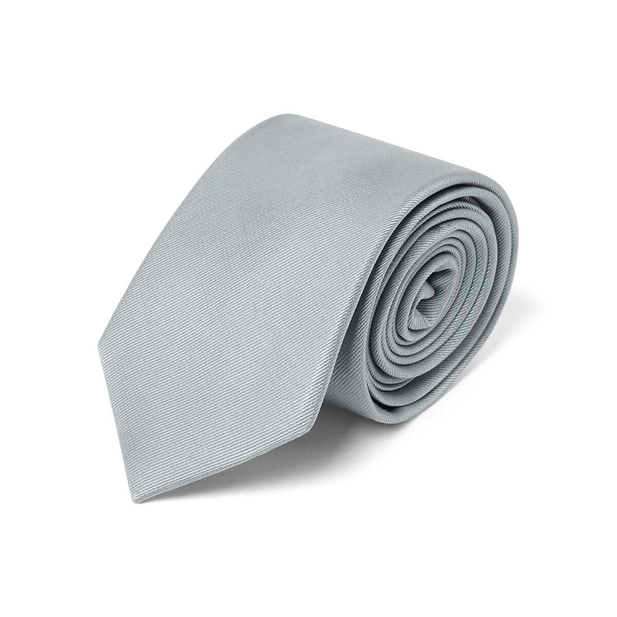 Cravate twill en soie Gris clair 2 / 7.5 cm 1