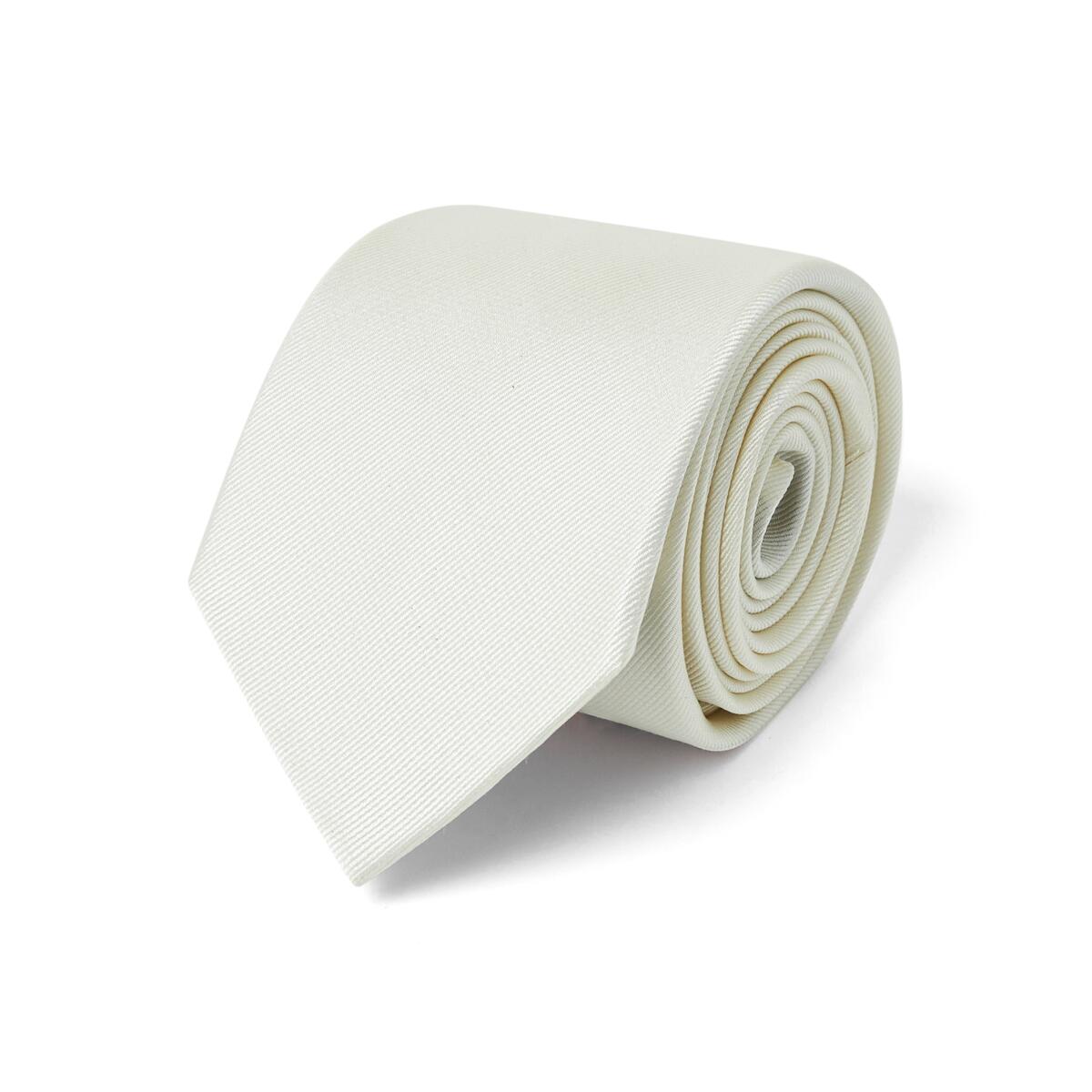 Cravate twill en soie Crème / 7.5 cm 1