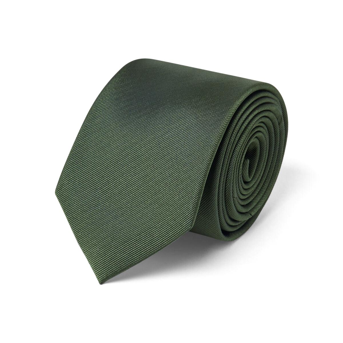 Cravate twill en soie Kaki / 7.5 cm 1