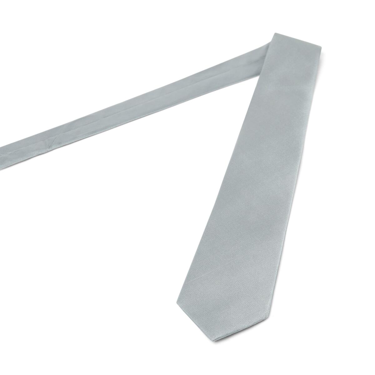 Cravate twill en soie Gris clair / 7.5 cm 3