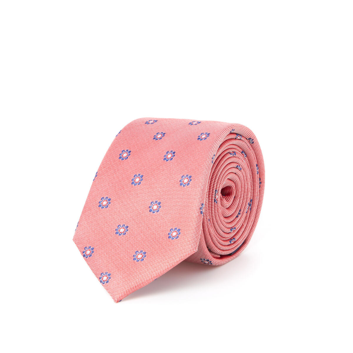 Cravate jacquard en soie Bleu et rouge / 7 cm 1