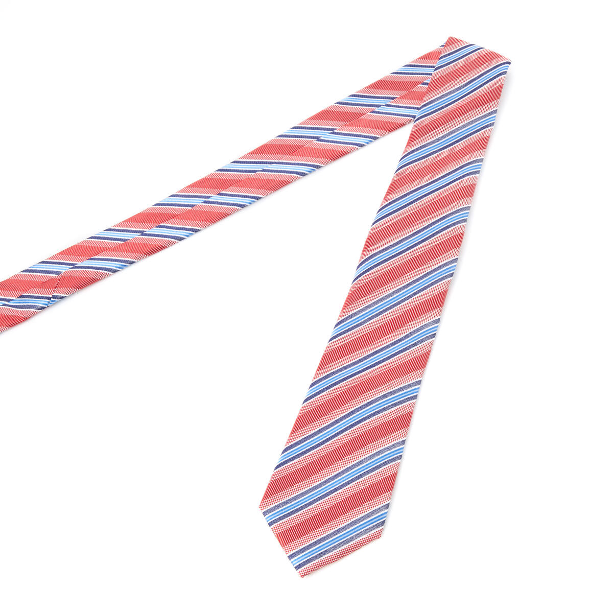 Cravate jacquard en soie Rayures rouge / 7 cm 3
