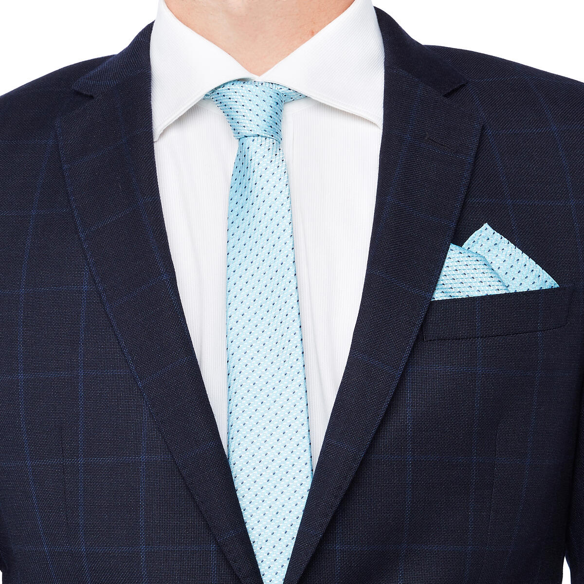 Cravate jacquard en soie Bleu clair / 7 cm 4