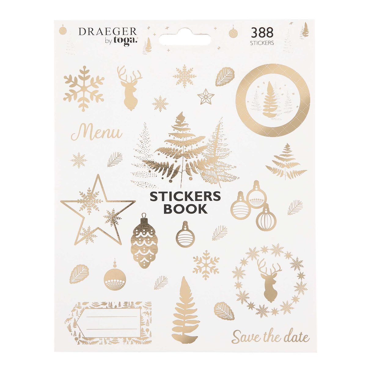 Carnet de stickers en papier - Décoration Noël - Blanc et or