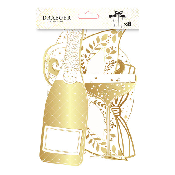 Accessoires photobooth Réveillon en papier - Blanc et or - 15,5x23,8 cm