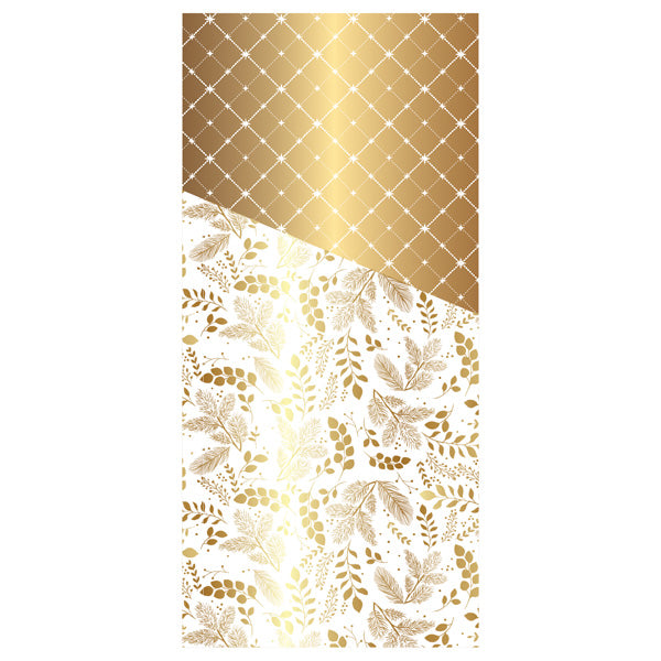 8 range couverts  en papier - Blanc et or - 10x20 cm