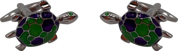 Boutons de manchettes - Tortue de mer - Vert et Violet - Homme