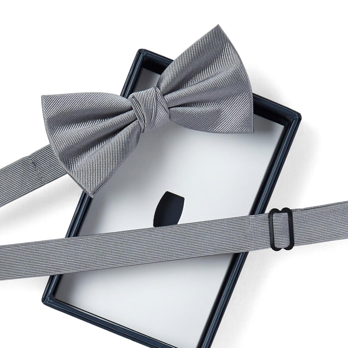 Nœud papillon twill Gris clair 3 2