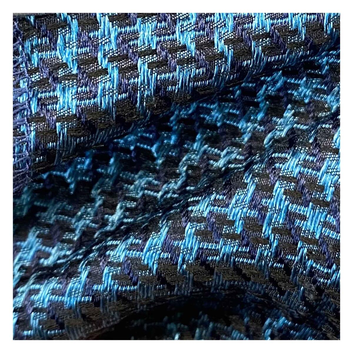 Cravate soie à motif Turquoise pied de poule 1