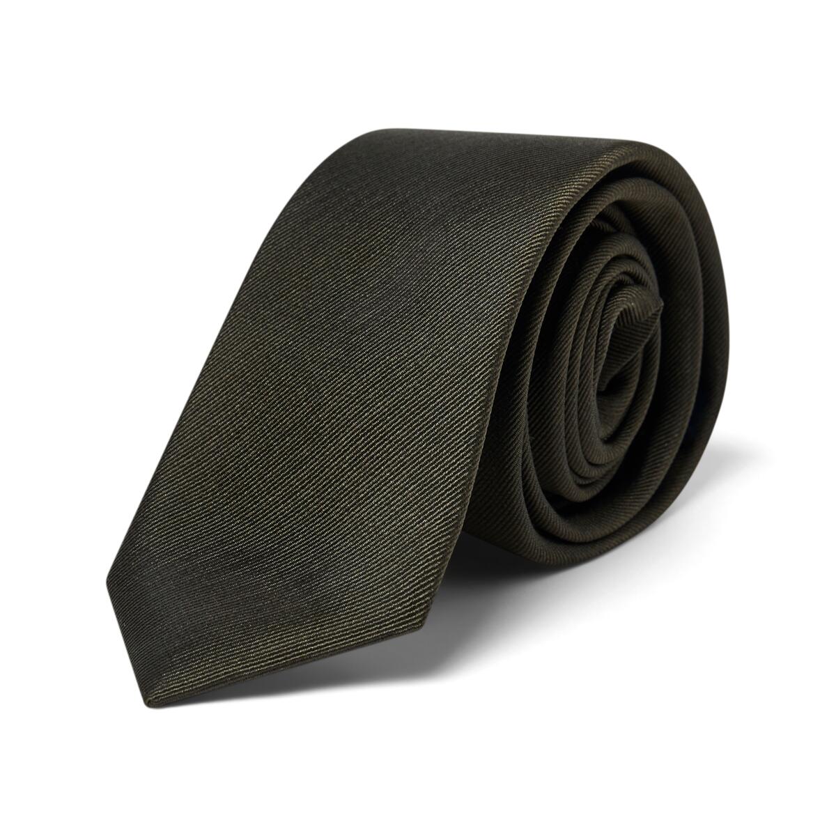 Cravate twill en soie Kaki 2 / 6 cm 1