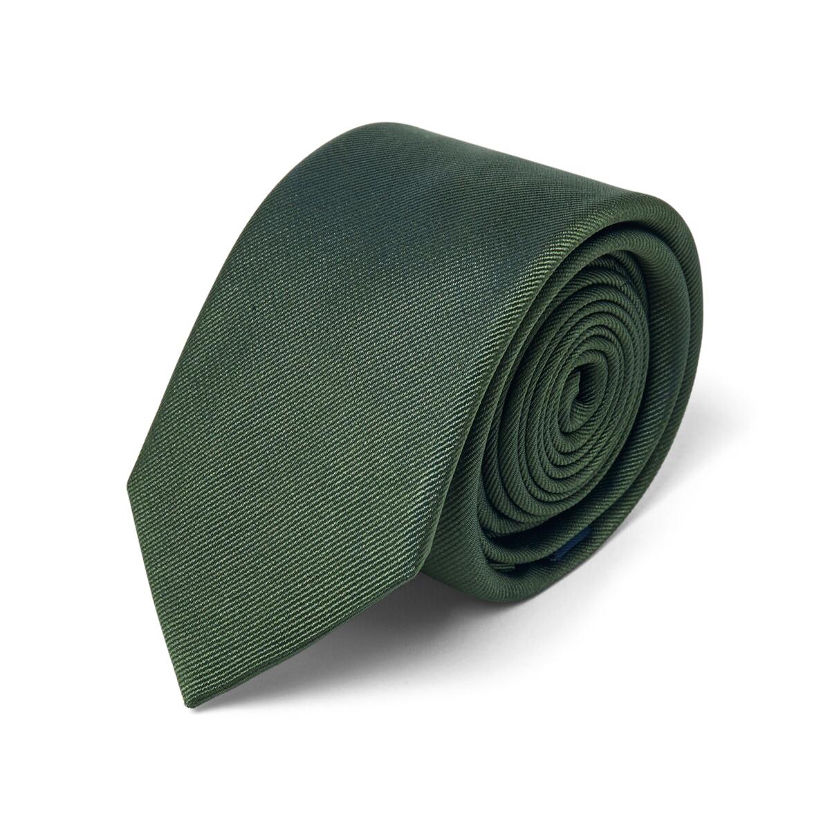 Cravate twill en soie Kaki / 6 cm 1