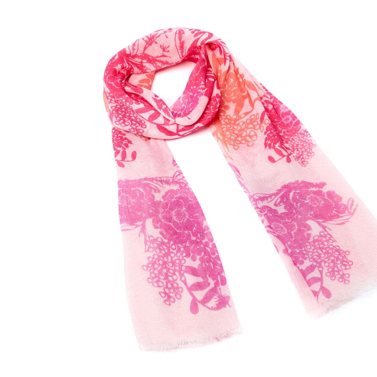 Jouy Bufanda Mujer de Algodón con Estampado de Flores - Rosa