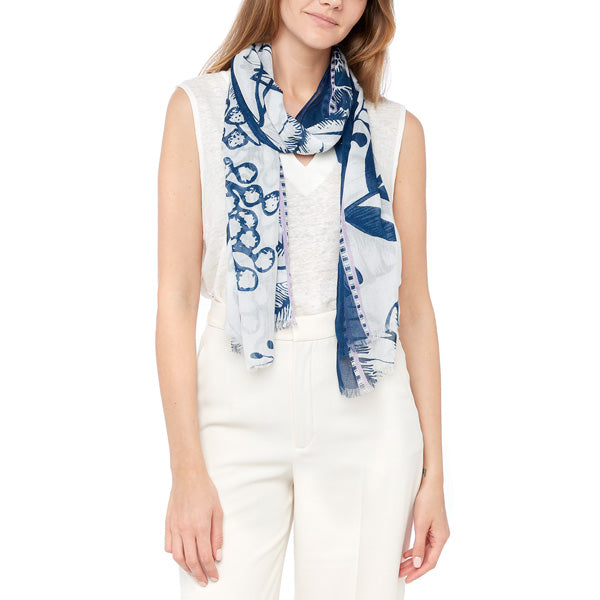 Foulard Imprimé fleurs Jouy Femme en Coton - Rose