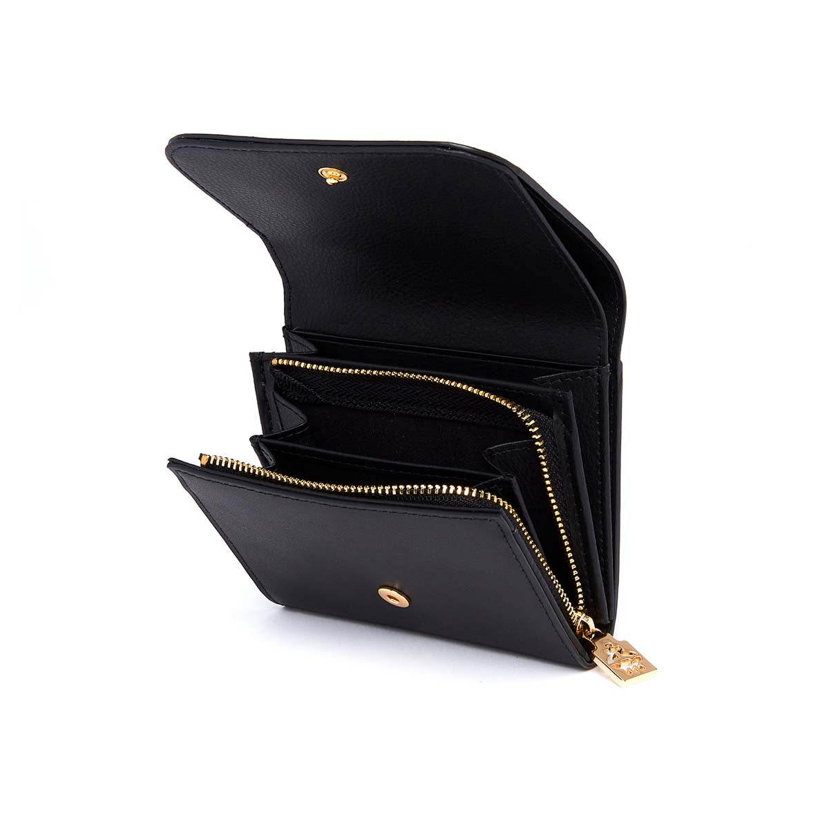 Porte-monnaie Femme à rabat en cuir - Noir