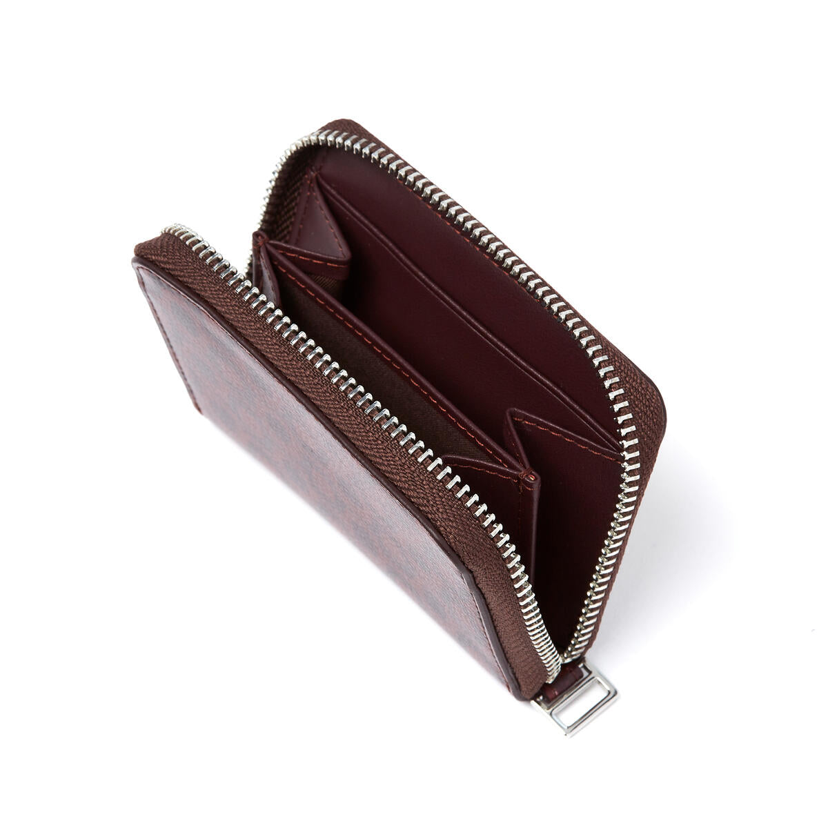 Porte-monnaie zippé en cuir Bordeaux 3