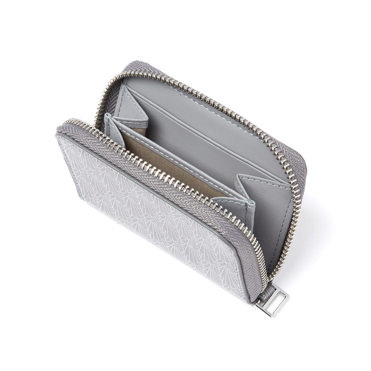 Porte-monnaie zippé en cuir Gris 3