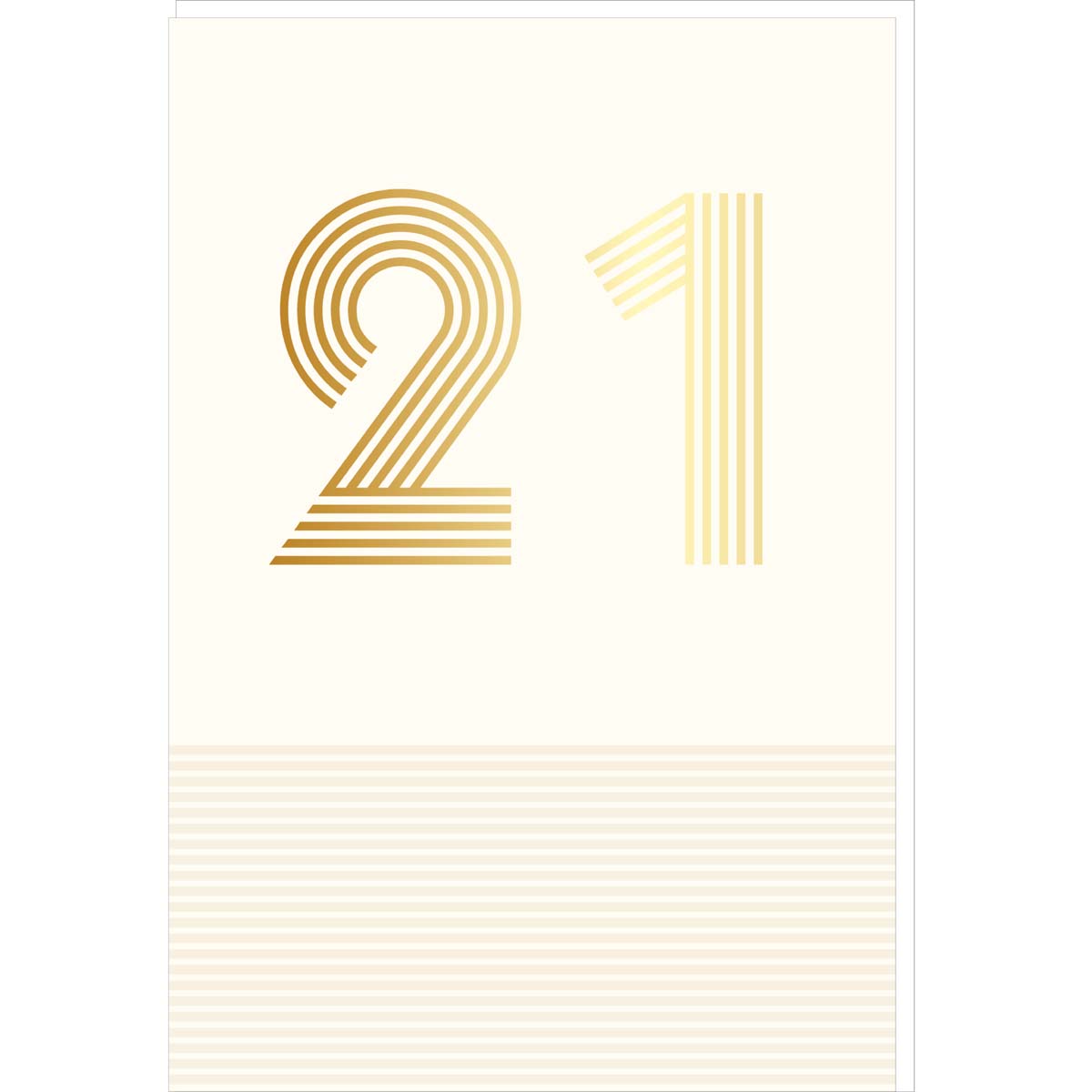 21st Birthday Card in Gold - White - With Message - For Men and Women - 11.5 x 17 cm
