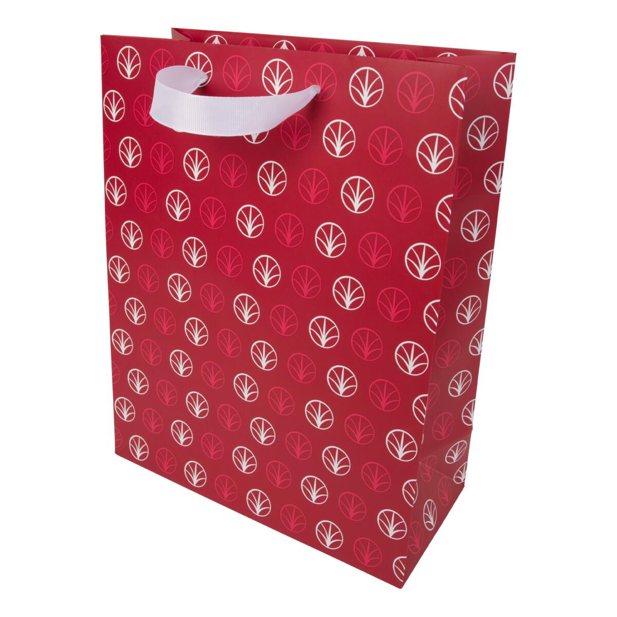 Sac cadeau noël grand format Rouge feuilles 2