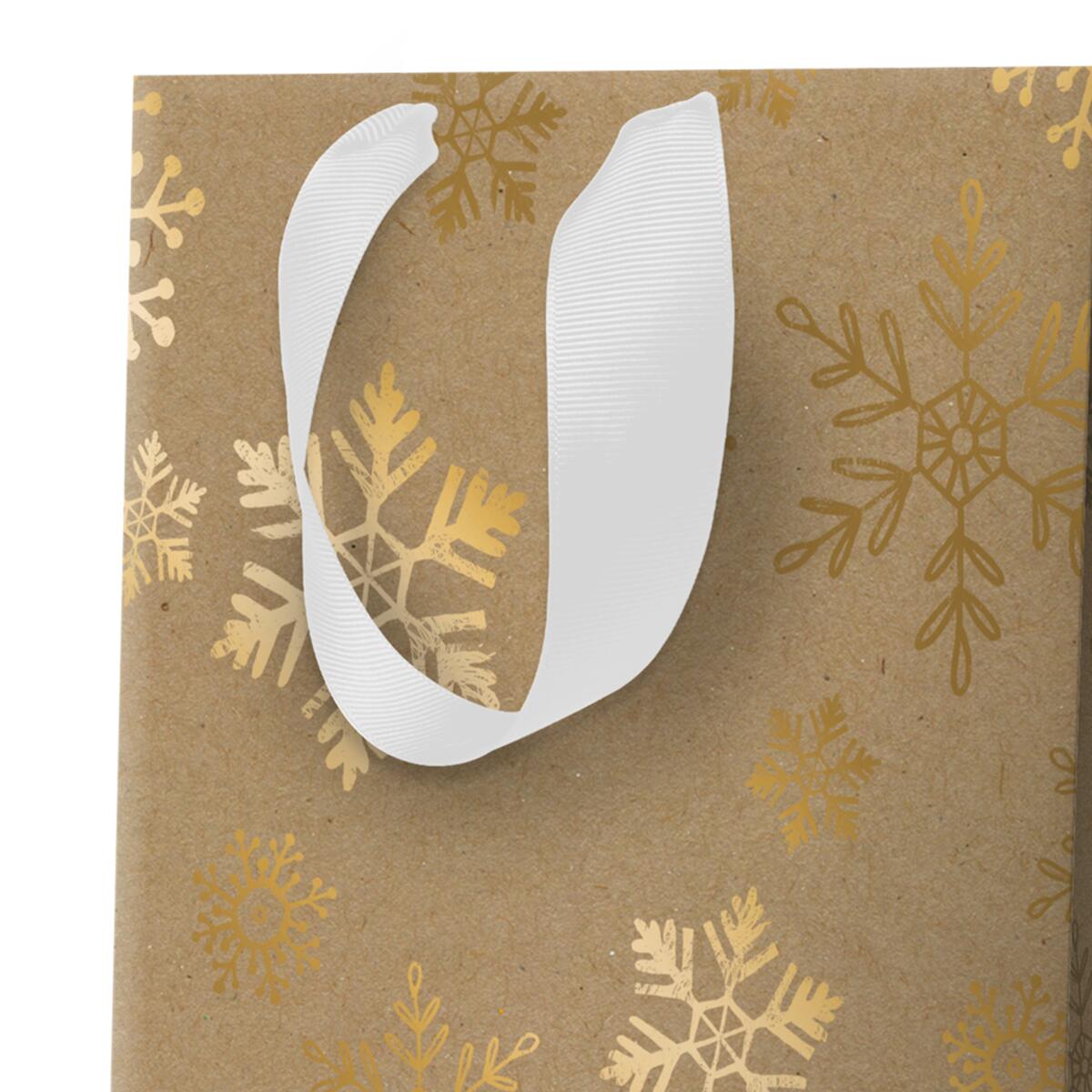 Sac cadeau noël grand format Kraft flocons 4