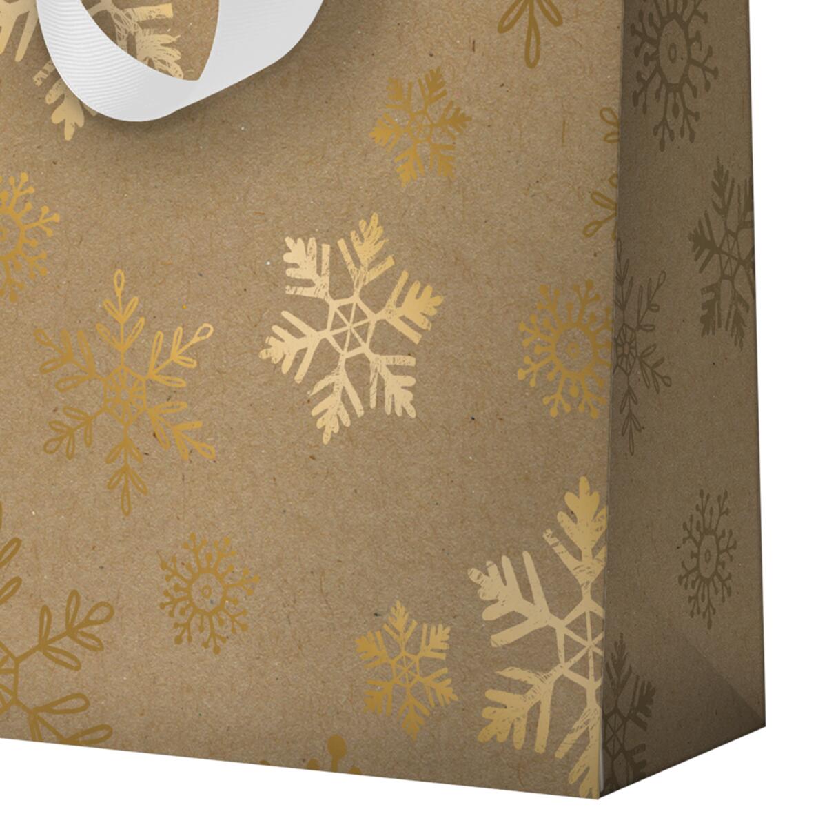 Sac cadeau noël grand format Kraft flocons 5