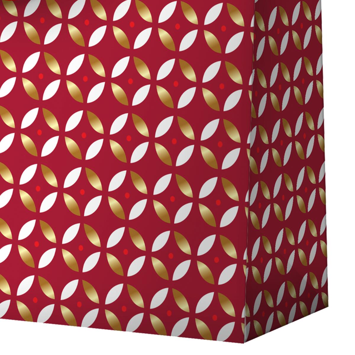 Sac cadeau noël grand format Rouge rosaces or 5