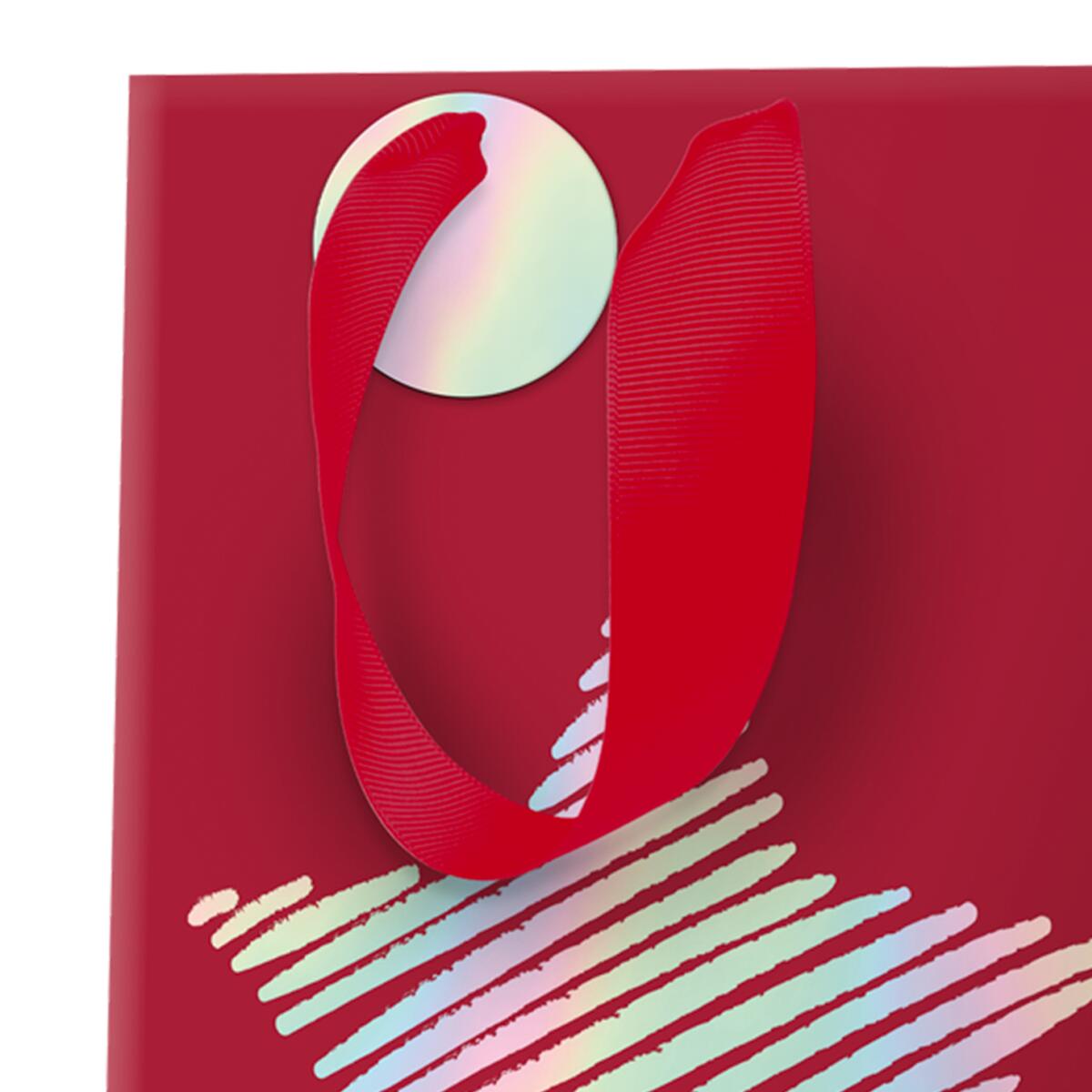 Sac cadeau noël grand format Rouge étoile hologramme 4
