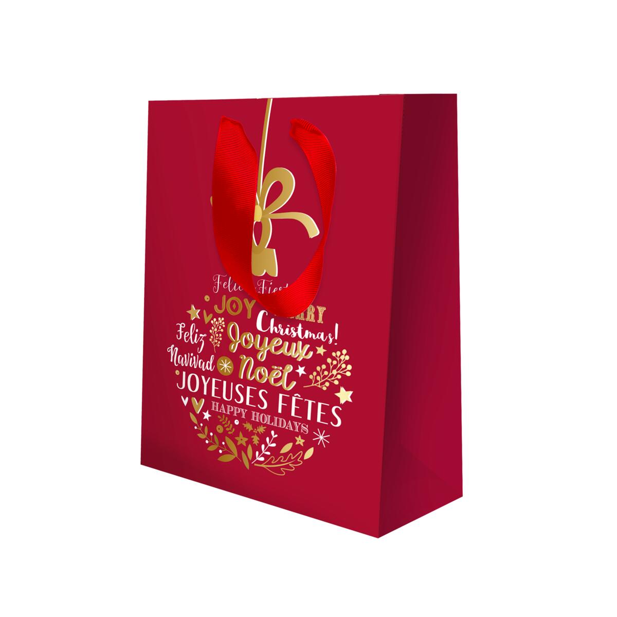 Sac cadeau petit format noël Rouge boule 2