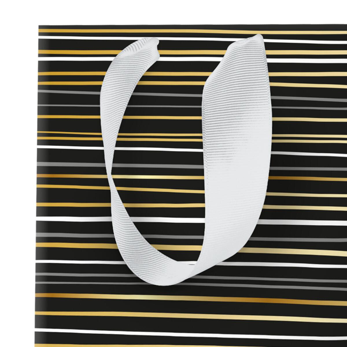 Sac cadeau noël grand format Noir rayures 4