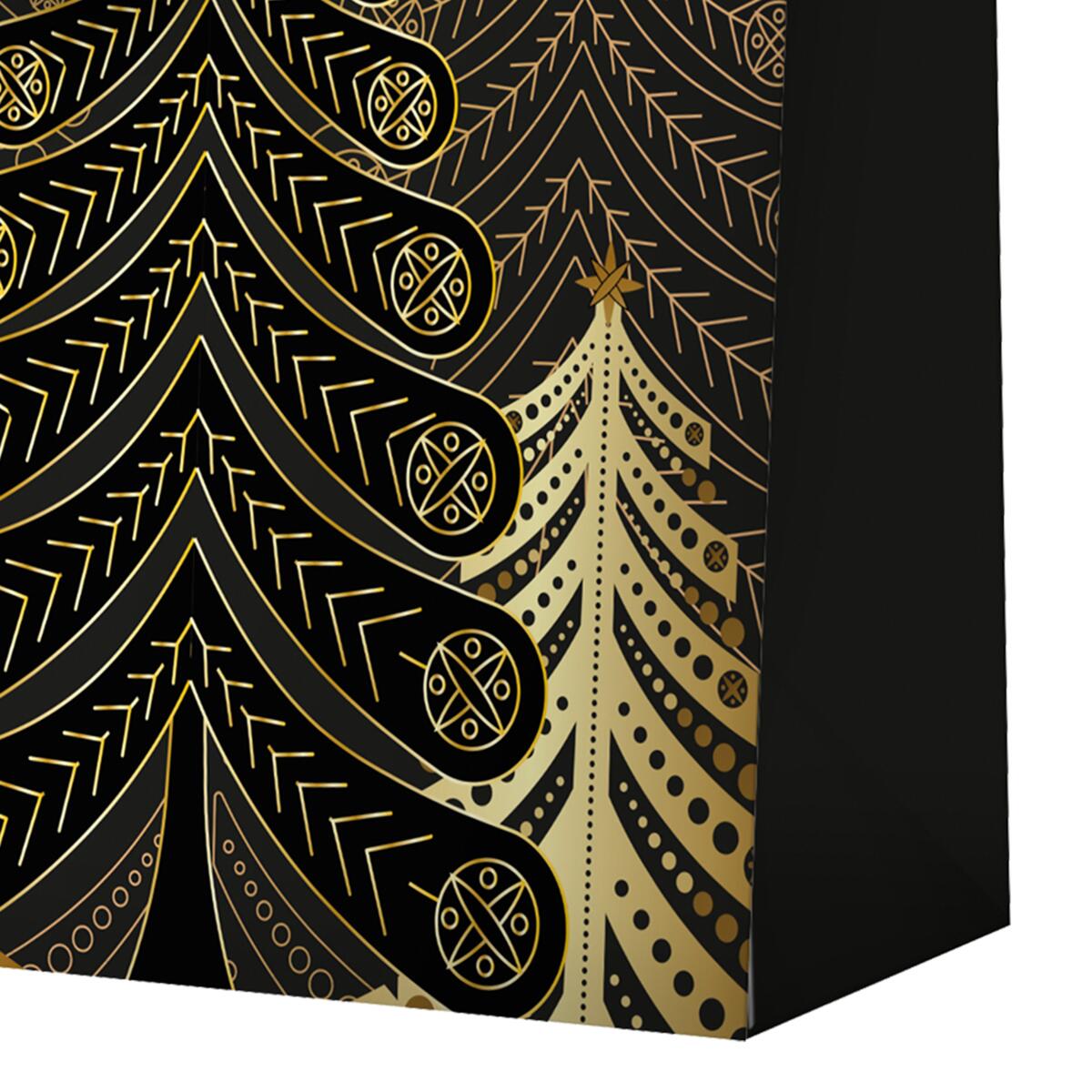 Sac cadeau noël grand format Noir sapins 5