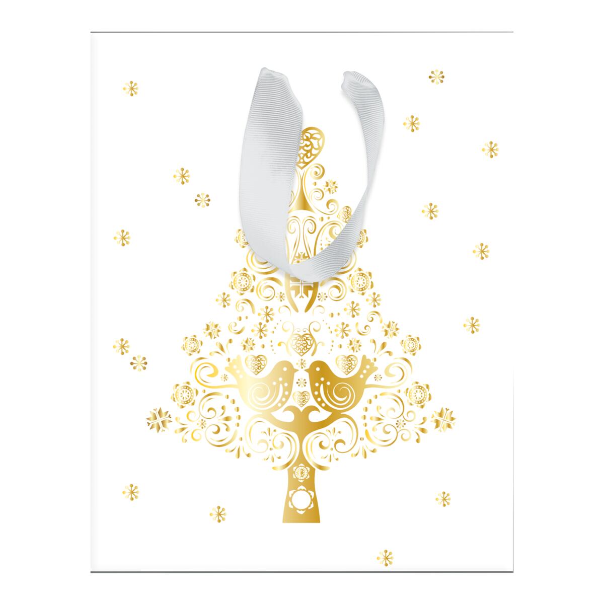 Sac cadeau noël grand format Blanc sapin 1