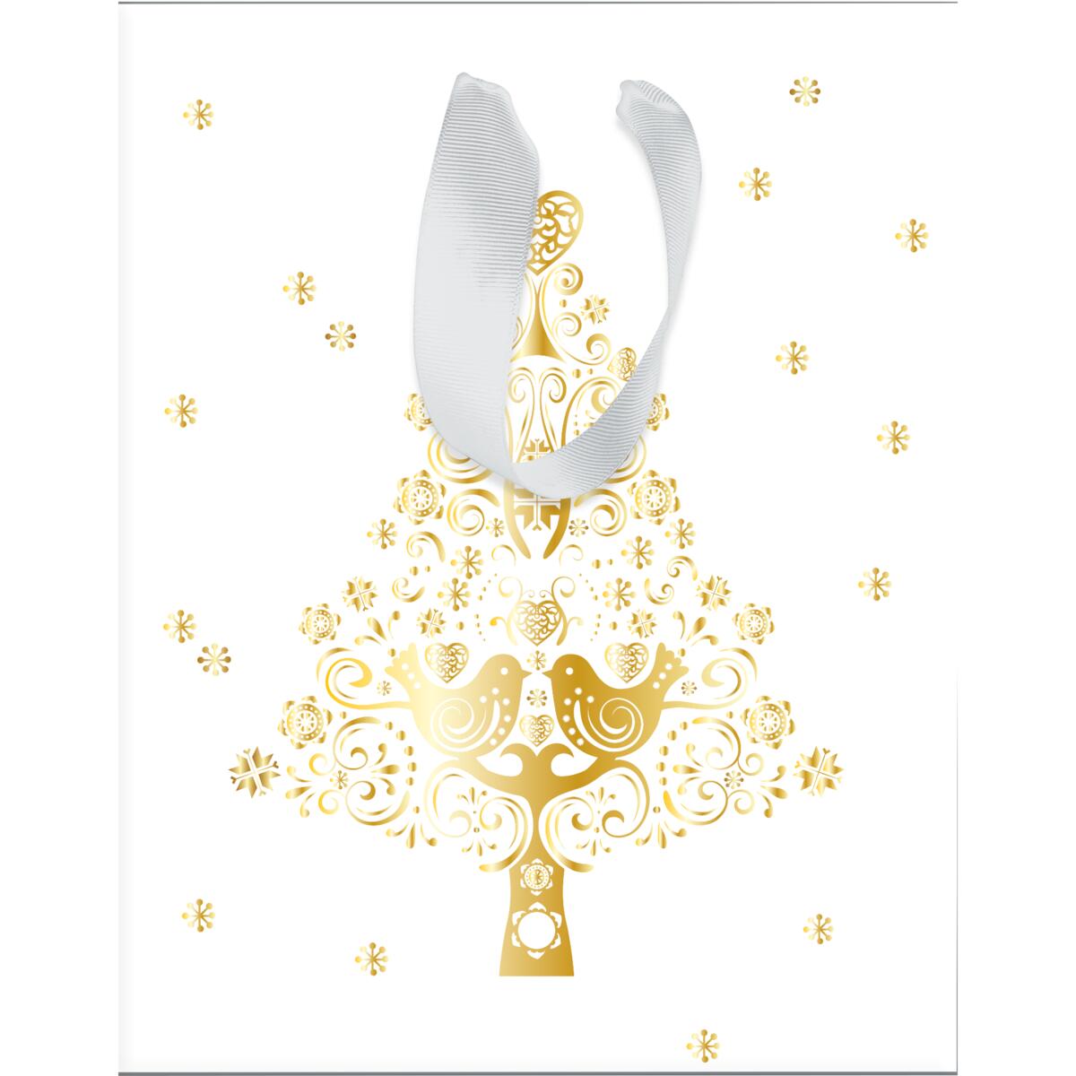 Sac cadeau noël grand format Blanc sapin 1