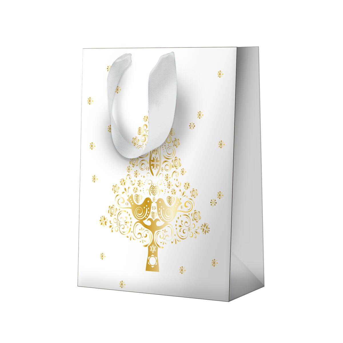 Sac cadeau noël grand format Blanc sapin 2