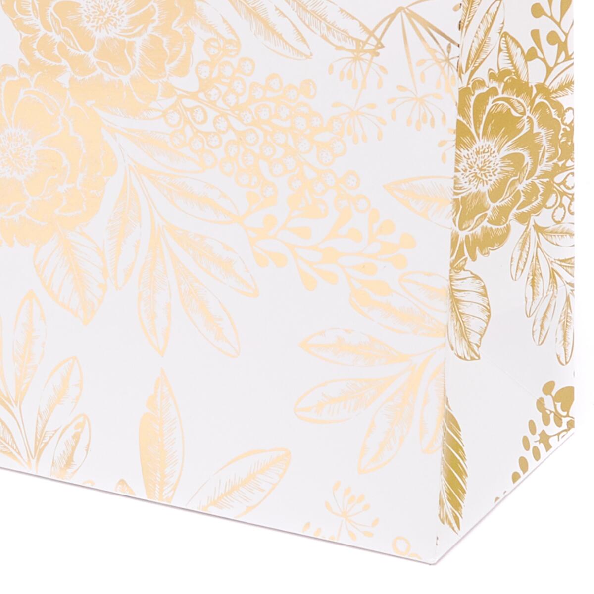 Sac cadeau petit format noël Blanc roses dorées 3