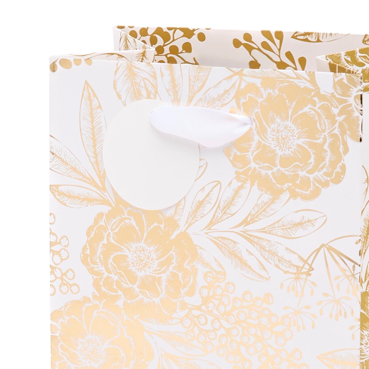 Sac cadeau petit format noël Blanc roses dorées 4