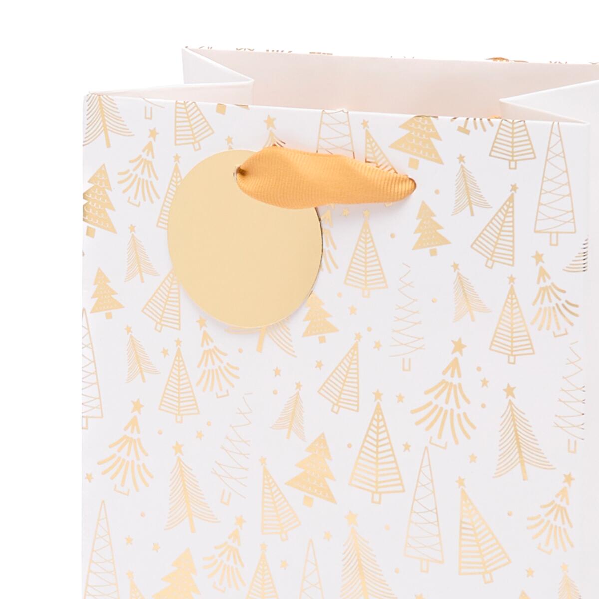 Sac cadeau petit format noël Blanc sapins 4