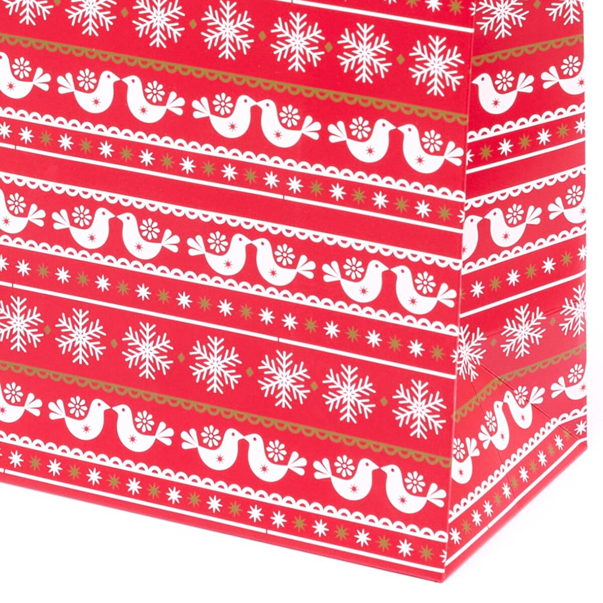 Sac cadeau petit format noël Rouge oiseaux 3