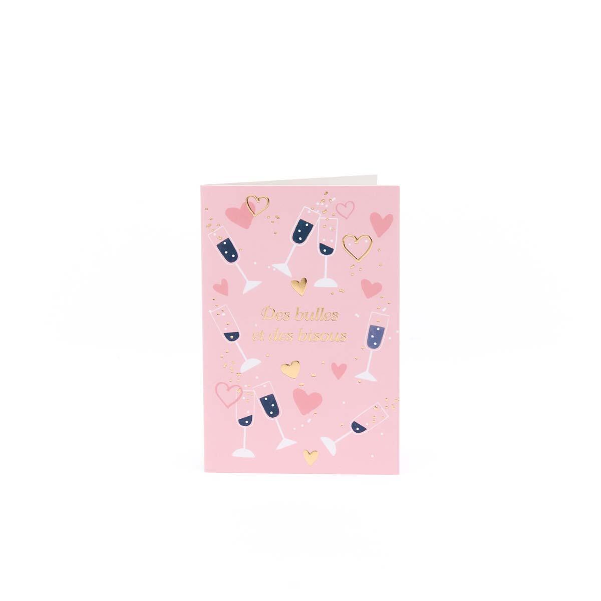 Tarjeta de cumpleaños de burbujas y besos - Rosa