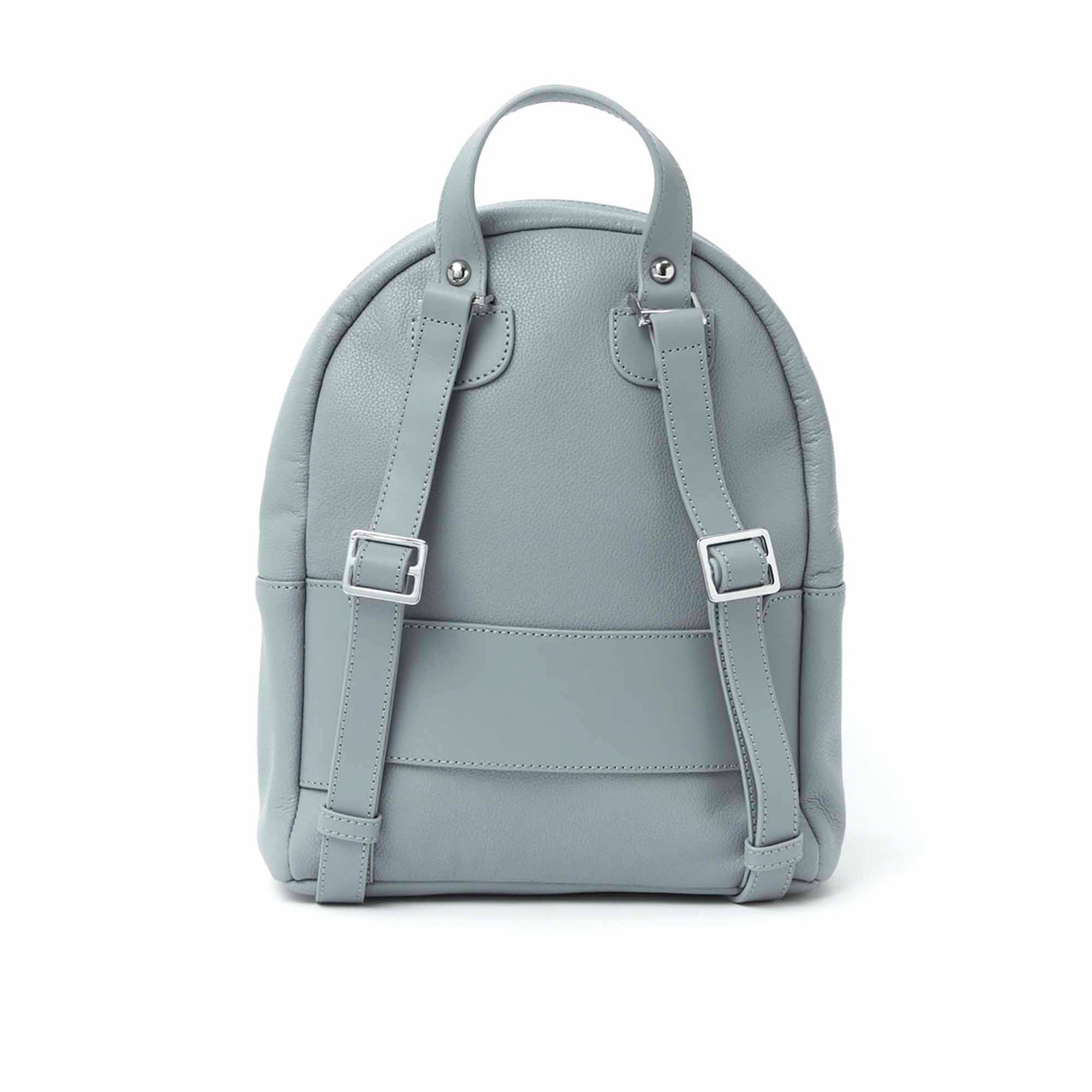 Mochila de Piel - Gris Marino con Bolsillo Exterior