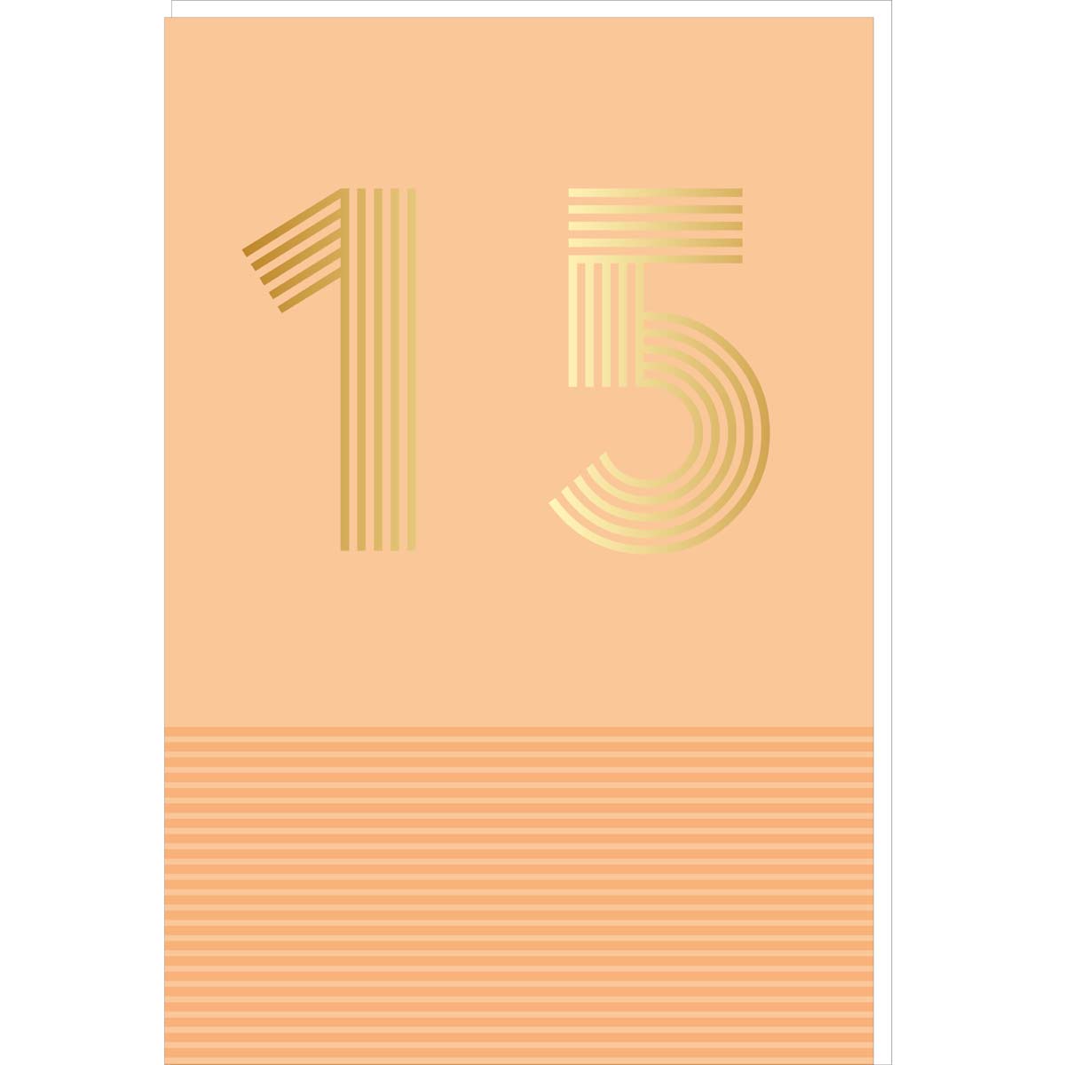 15th Birthday Card in Gold - Orange - With Message - For Teenagers, Girls, Boys - 11.5 x 17 cm