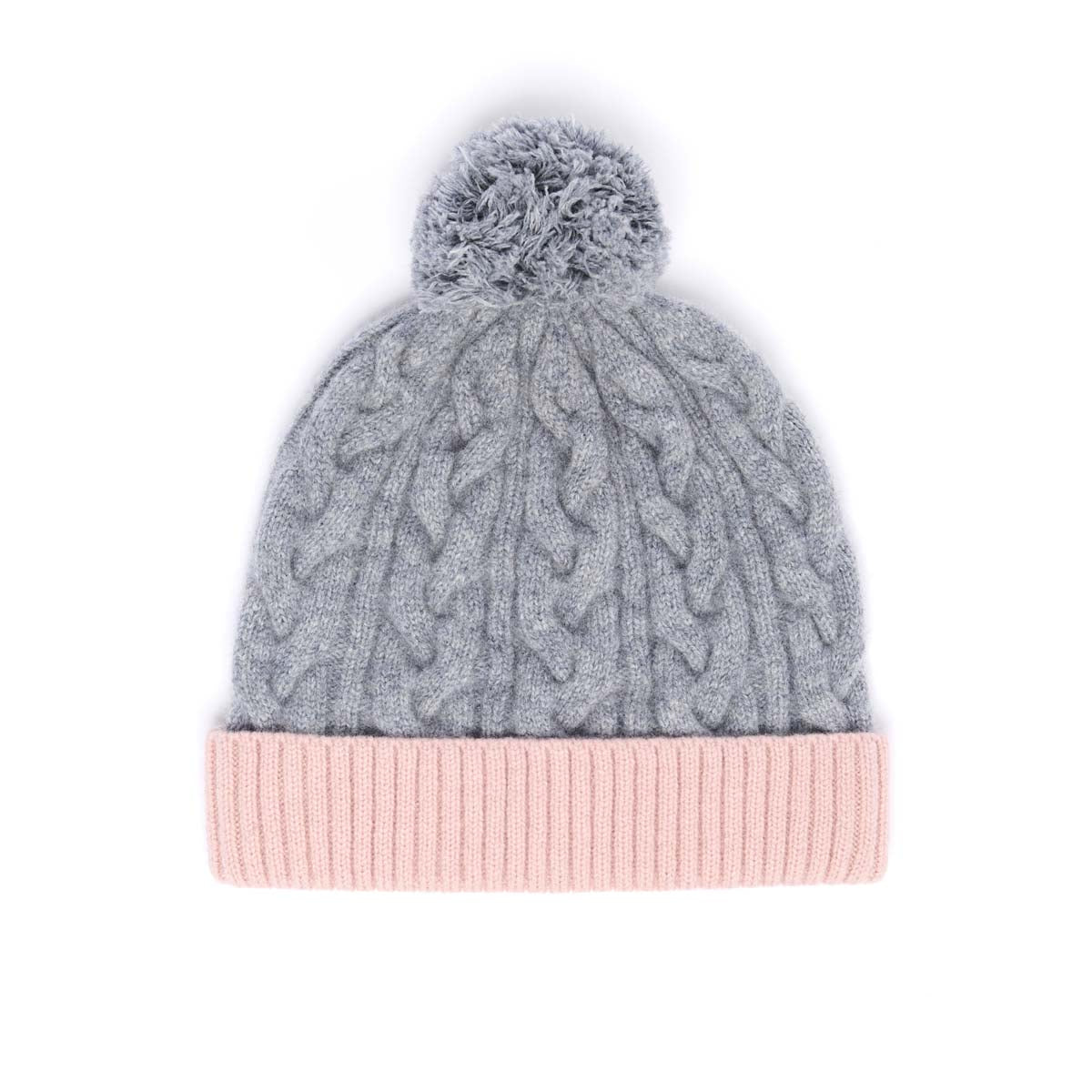 Bonnet Bicolore Avec Pompon en Laine