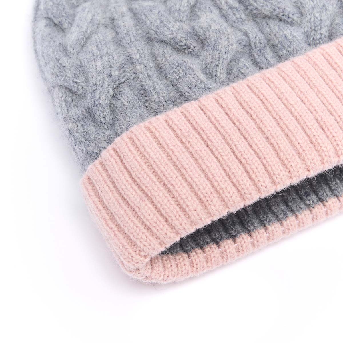 Bonnet Bicolore Avec Pompon en Laine