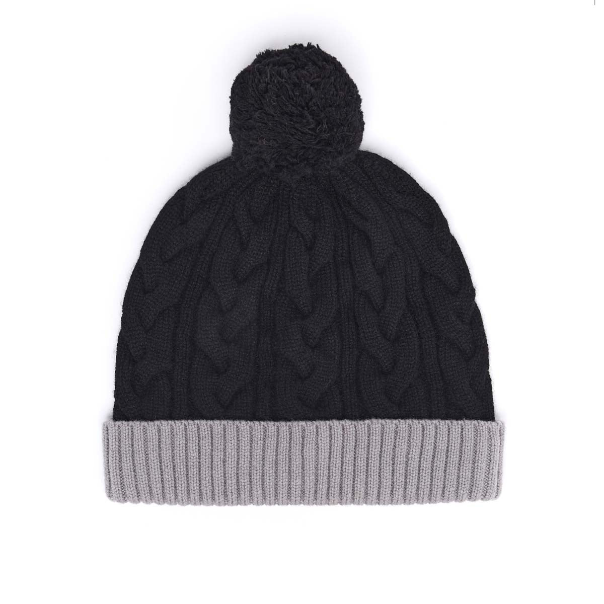 Bonnet Bicolore Avec Pompon en Laine
