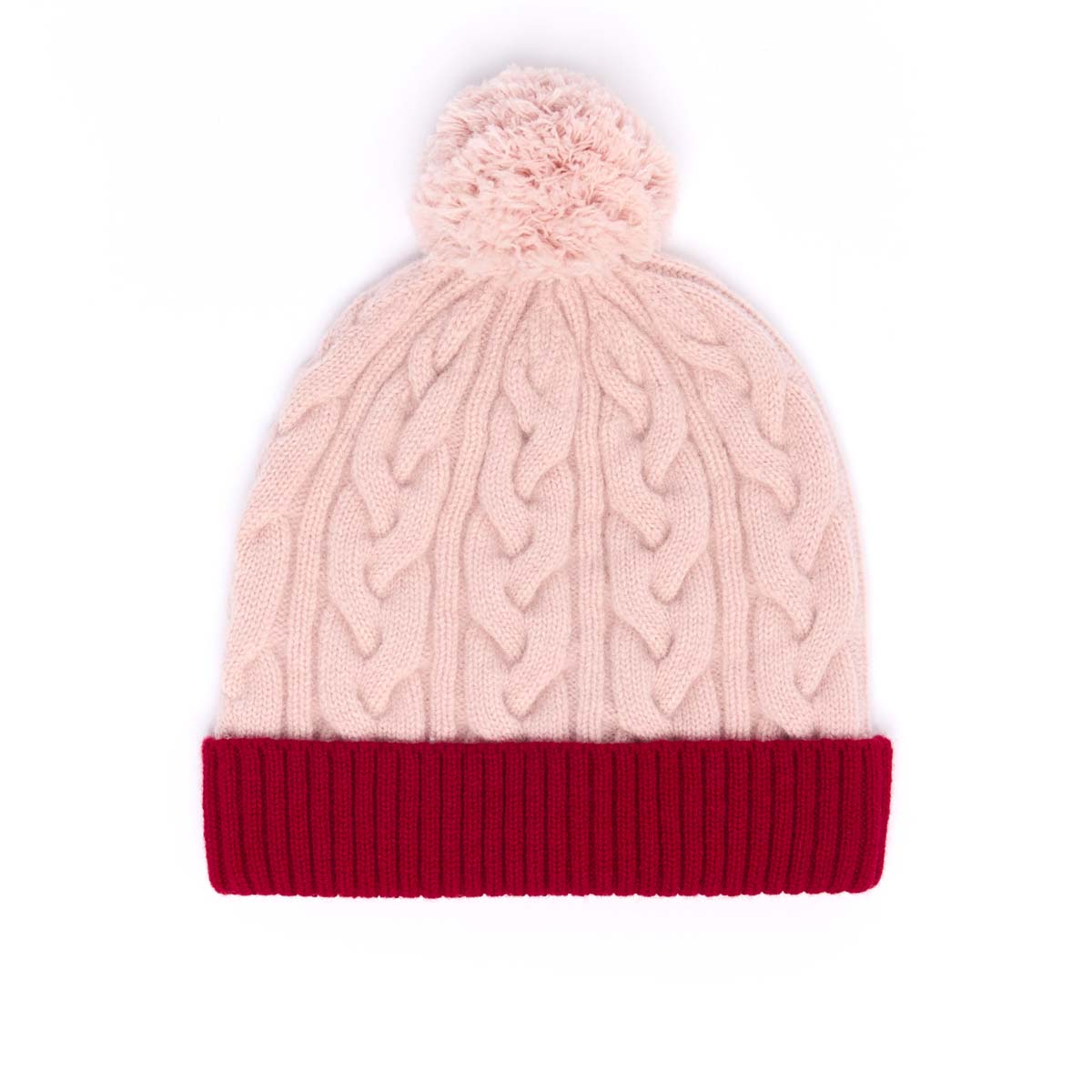 Bonnet Bicolore Avec Pompon en Laine