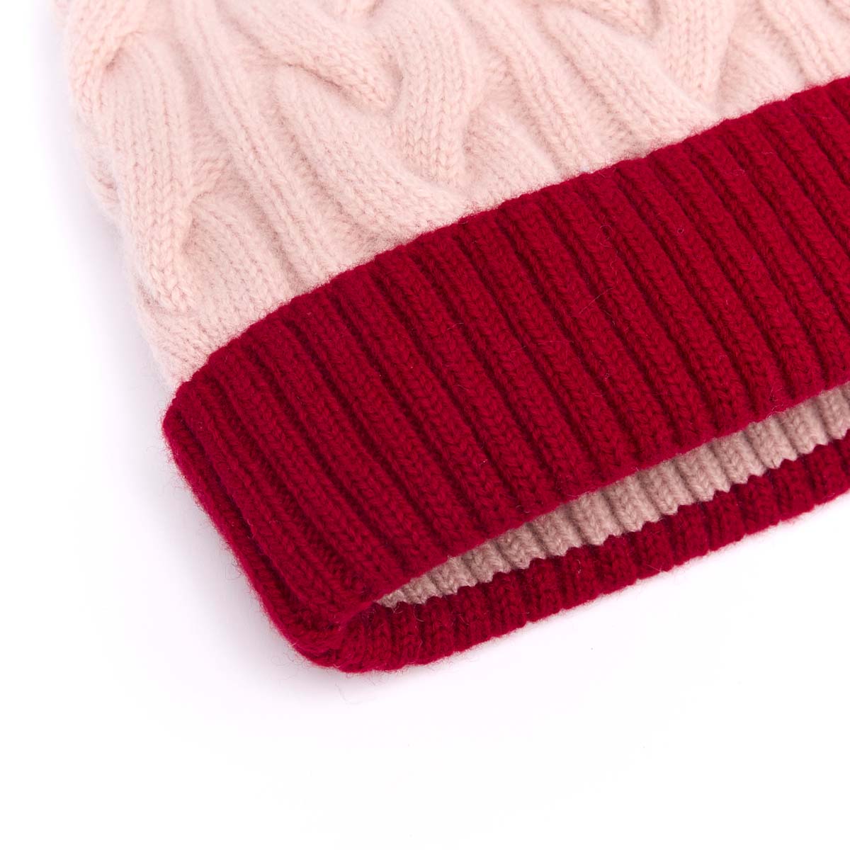 Bonnet Bicolore Avec Pompon en Laine