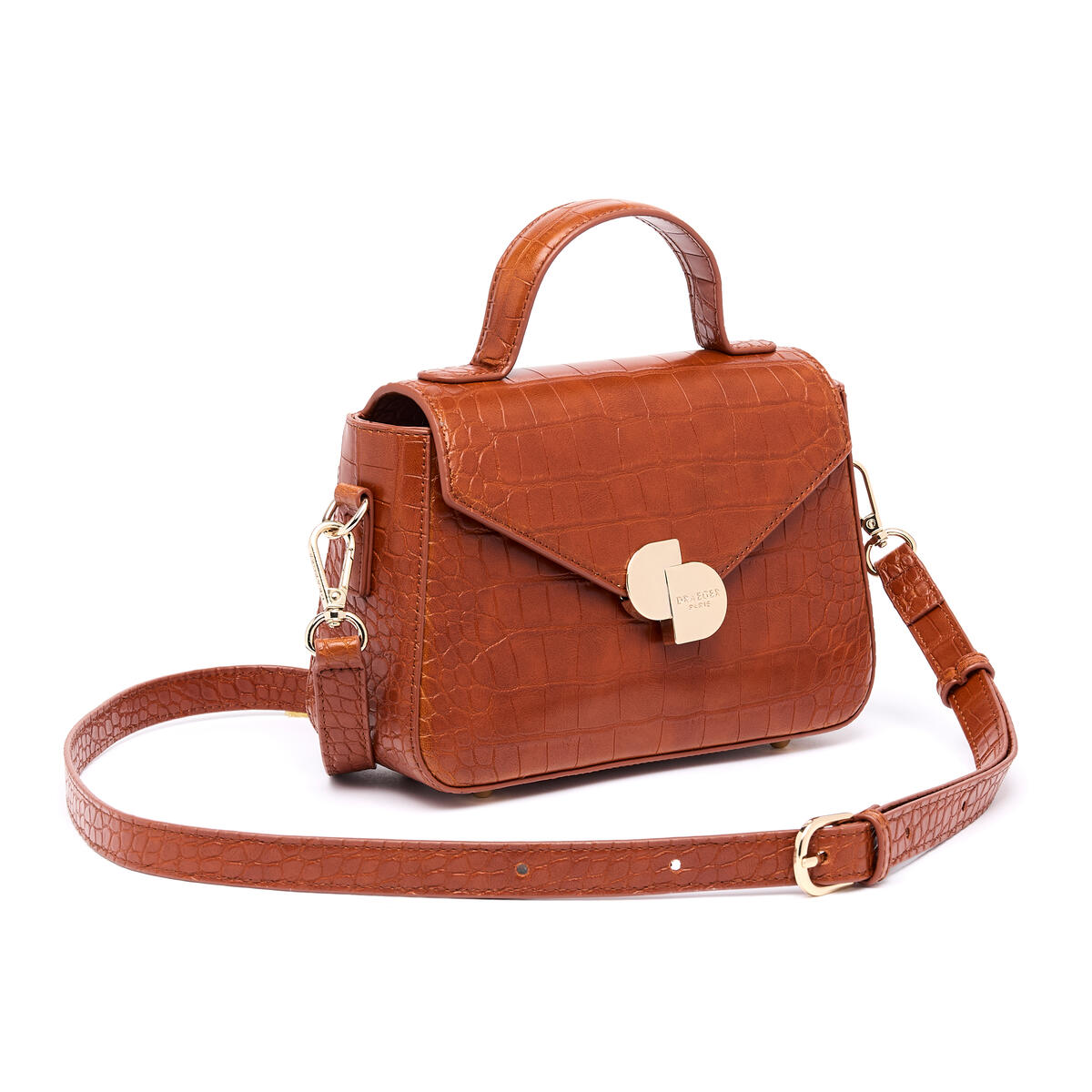Sac à main Camille Croco Cognac 2