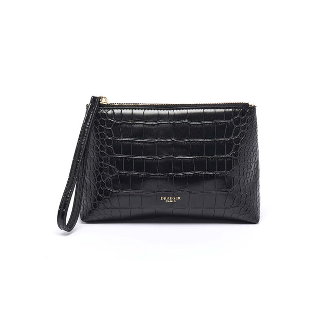 Grande Pochette Croco - Noir - Face