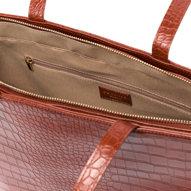 Bolso tote Camille grande de cocodrilo - Negro