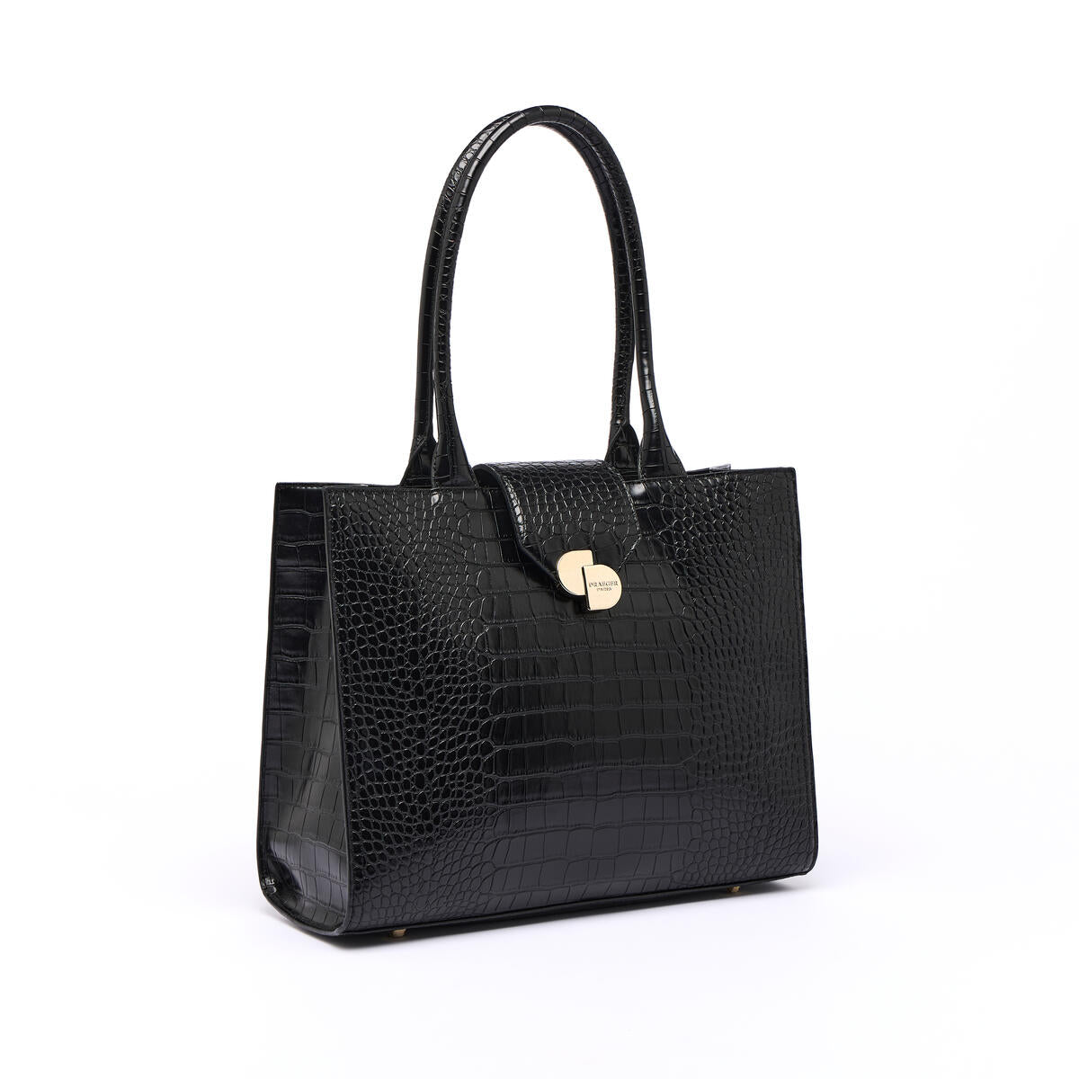 Grand Sac Cabas Croco Camille Noir 2